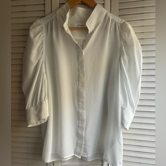 FRAME Gillian White Silk Blouse - Picture 1 of 5